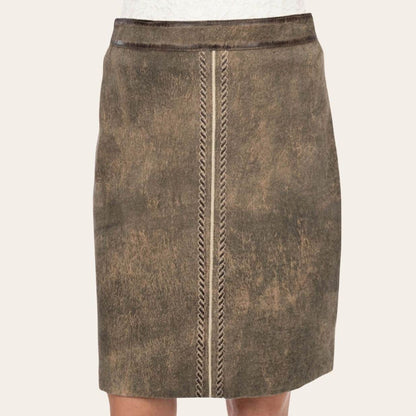 Kurzer Lederhosenrock Damen mit Herz und Blumenstickerei - Lederhose Herren