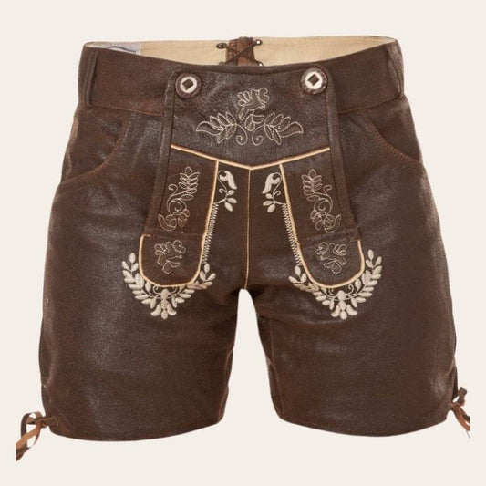 Trachtenlederhose Damen mit edler Zierstickerei - Lederhose Herren