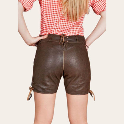 Trachtenlederhose Damen mit edler Zierstickerei - Lederhose Herren