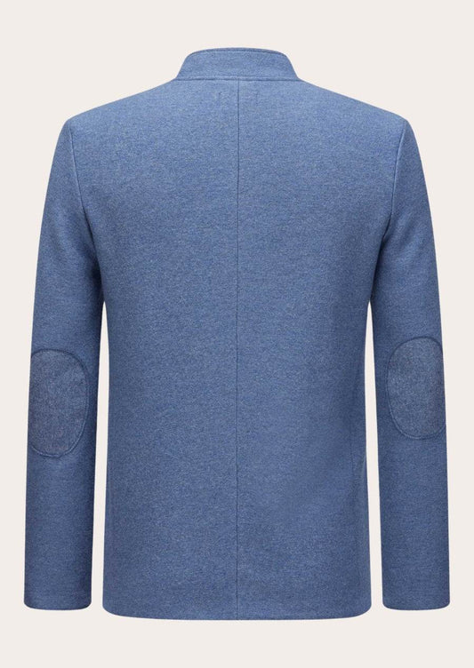 Men's blue jacket back with stand collar and side pockets