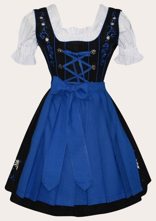 Elegantes Midi Dirndl mit Spitzenschürze für festliche Anlässe - Lederhose Herren