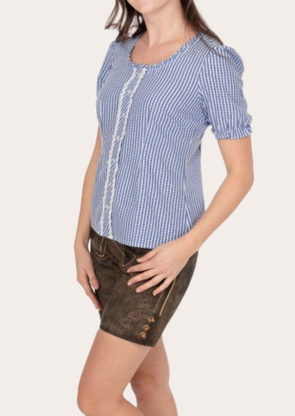 Damen Trachtenshirt aus Baumwolle zur kurzen Lederhose - Lederhose Herren
