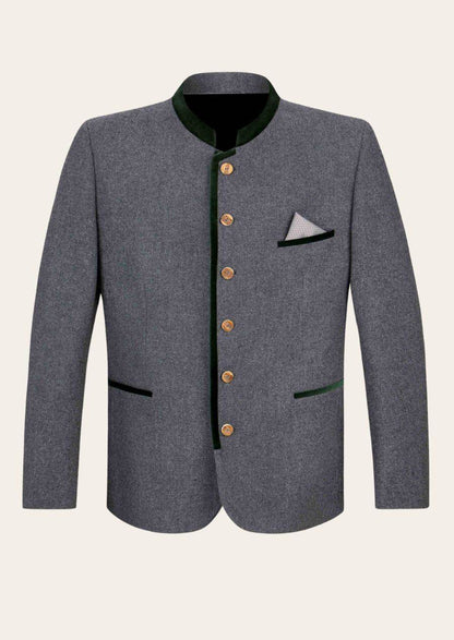 Männerjacke Trachtenstil mit feiner Struktur und Kontrastkragen - Lederhose Herren