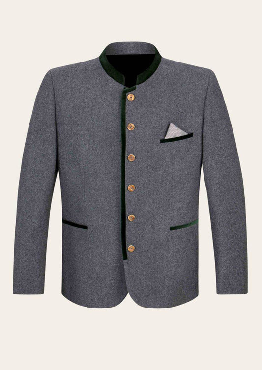 Männerjacke Trachtenstil mit feiner Struktur und Kontrastkragen - Lederhose Herren