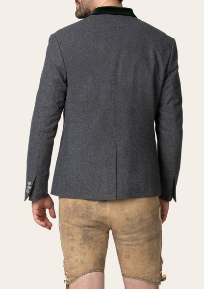 Männerjacke Trachtenstil mit feiner Struktur und Kontrastkragen - Lederhose Herren