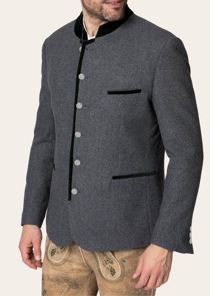 Männerjacke Trachtenstil mit feiner Struktur und Kontrastkragen - Lederhose Herren