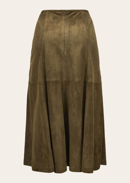 Damen Trachtenrock aus Leder im Stil einer Lederhose getragen - Lederhose Herren