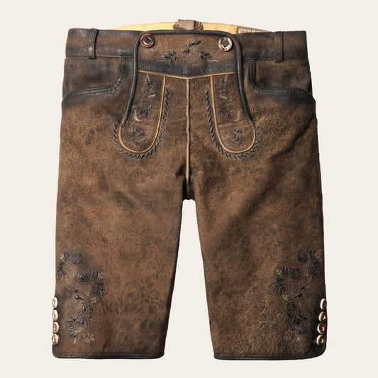 Lederhose Herren mit Trägern im klassischen Trachtenstil - Lederhose Herren