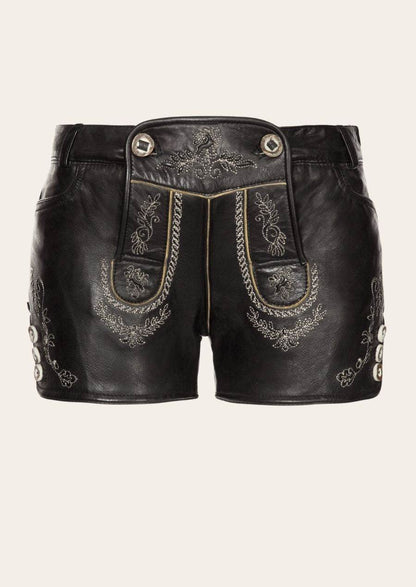 Damen Lederhose aus Wildleder mit Trachtenstickerei - Lederhose Herren