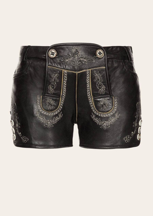 Damen Lederhose aus Wildleder mit Trachtenstickerei - Lederhose Herren